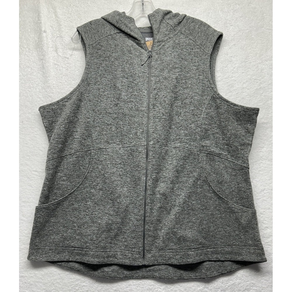 Duluth Trading Womens Size 1X Gray Frost Lake Hooded Full Zip Vest New (S5)